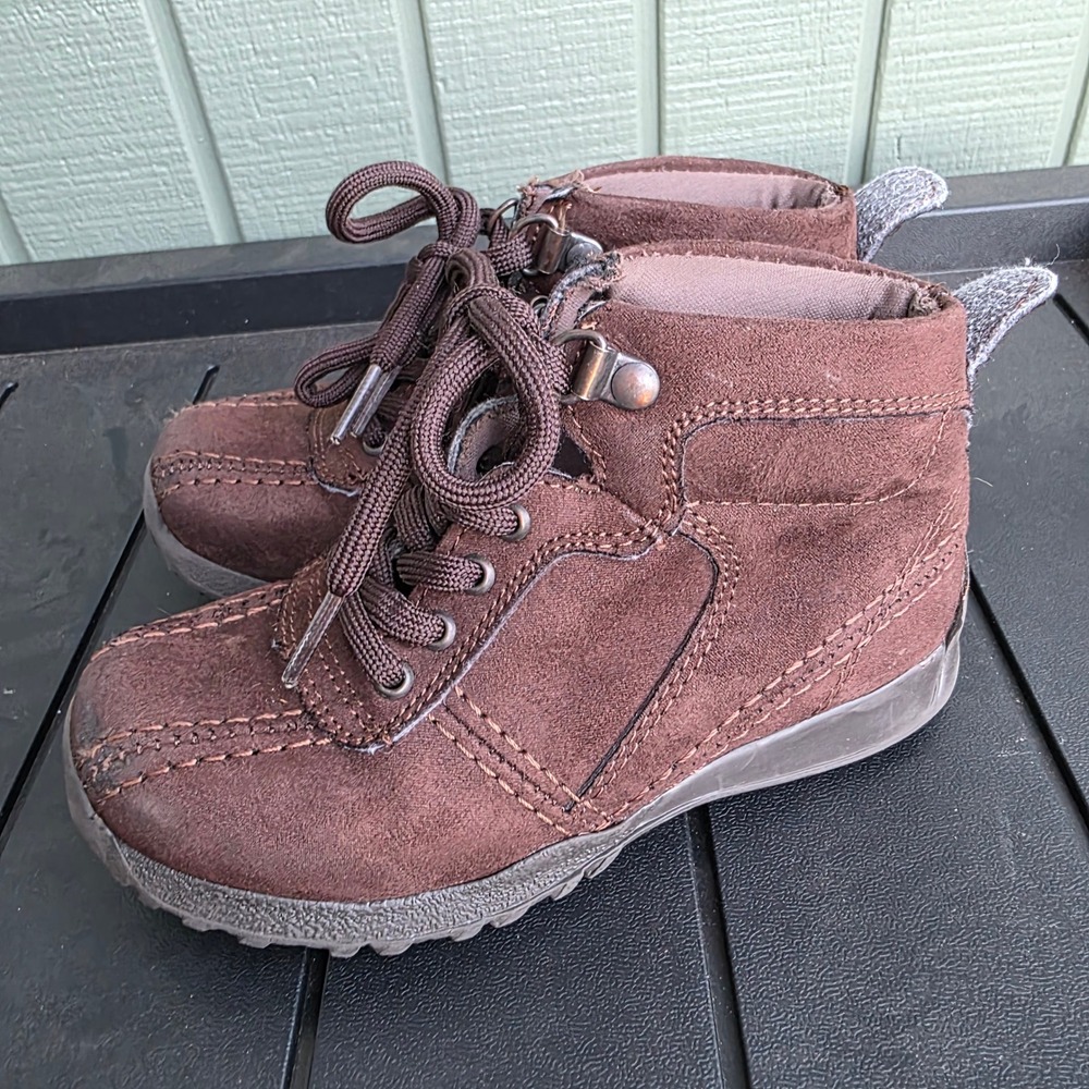 Speedy Kids Brown Synthetic Suede Lace Up Ankle Boots Size 13